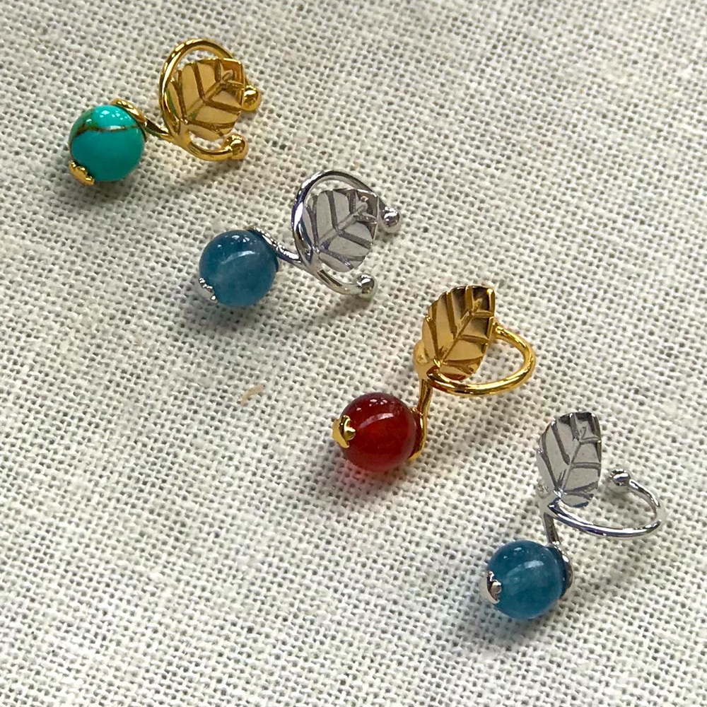 Elegant Gold and Silver Leaf Ear cuffs Set